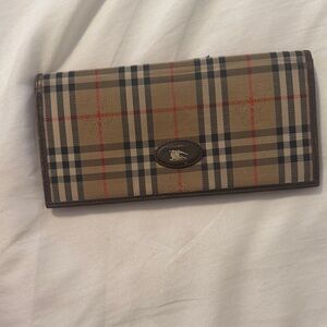 Burberry Tan Black Red Check Continental Wallet